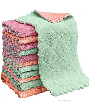 YUESUO 15 Pack Double-Sided Microfiber Cleaning Cloth Reusable Kitchen Towels Multi-Purpose Cleaning Supplies Wash Cloth for Kitchen Car Lint Free Highly Absorbent Dish Towels 6" x 9.85"